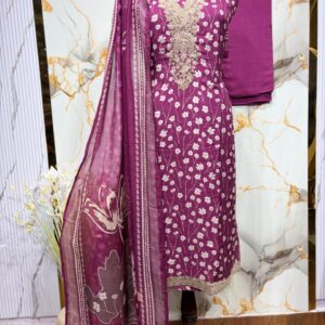 Suits Magenta floral print cotton suit set with gota patti look